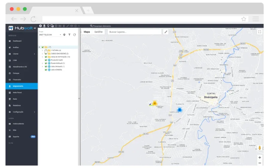 Hubsoft screen: Network documentation
