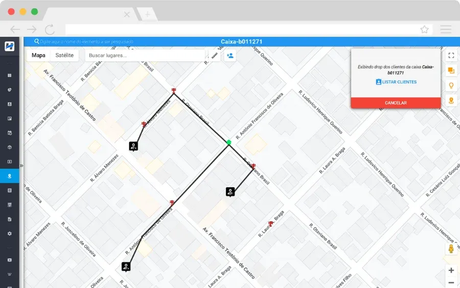 Hubsoft screen: Drop mapping to the customer