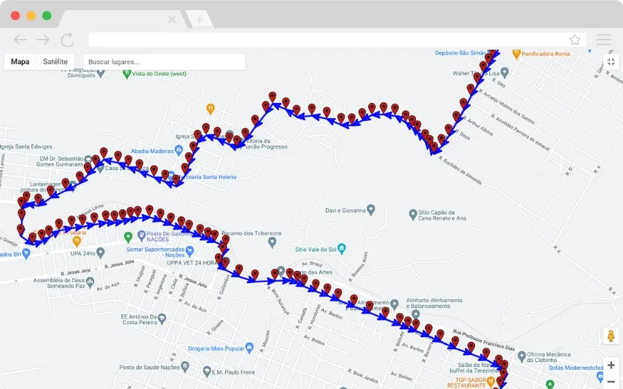 Hubsoft screen: Technician tracking