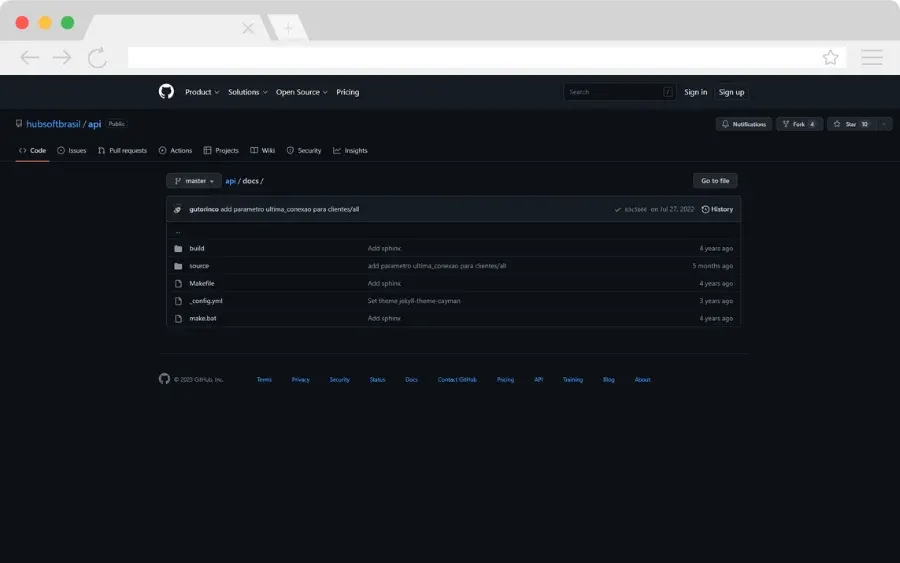 Hubsoft API repository on GitHub
