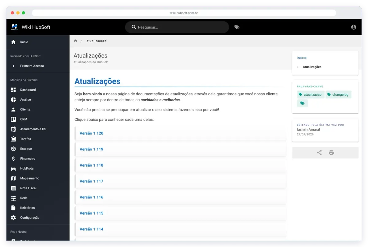 Updates and improvements in the Hubsoft Wiki